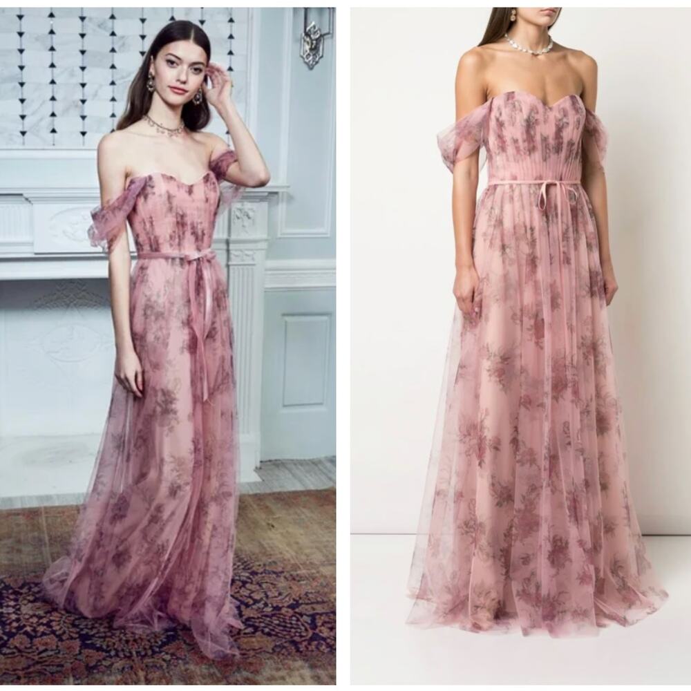 Elegant Pink Floral Maxi Dress